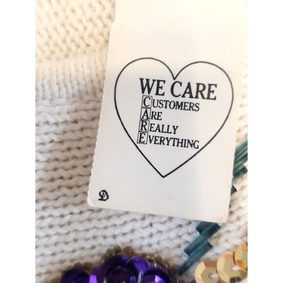 Victoria Jones Cream Floral Bead & Sequin Pull-Over Sweater Size Large NWT - Picture 7 of 10